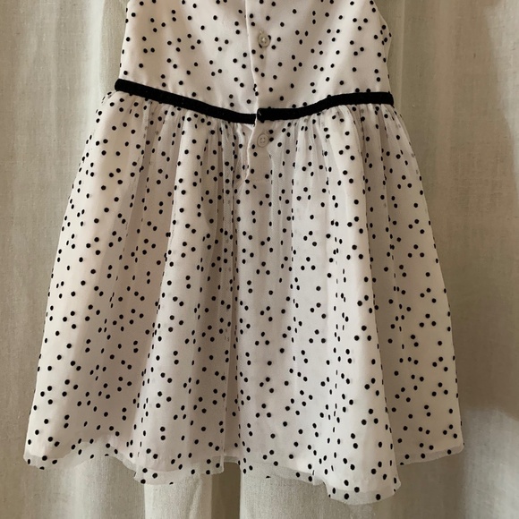 Carter’s Baby Girl Dress 18M | White Polka Dot Mesh Party Dress | Velvet Bow - Picture 2 of 6